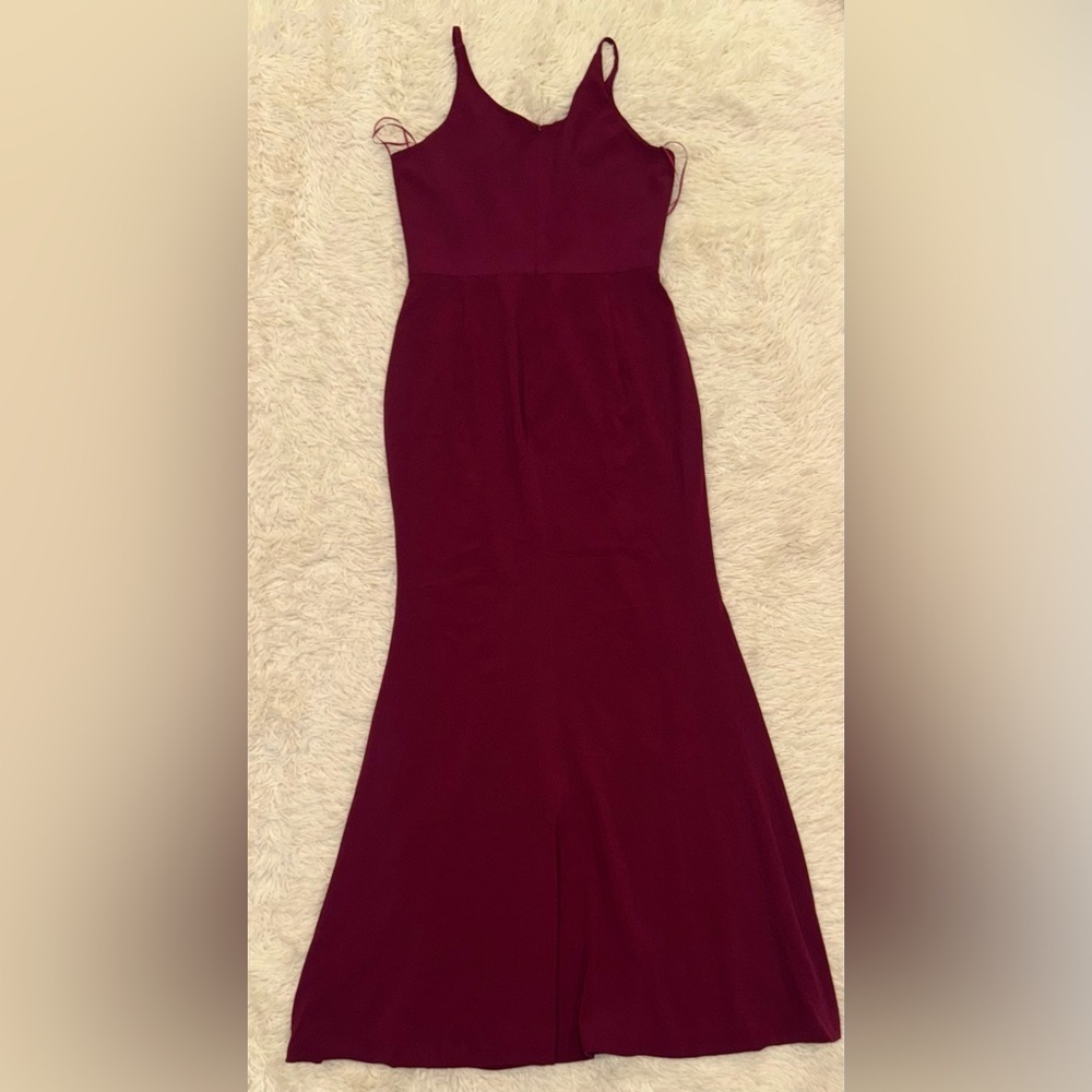 NWOT Dress the Population Dark Magenta Iris Dress slit gown sz L - Picture 7 of 7
